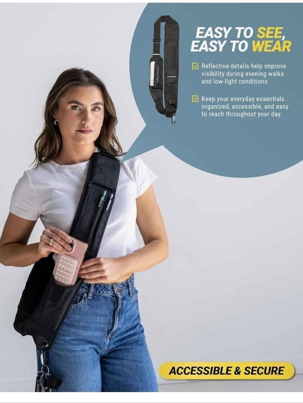 NIB PocketSling Crossbody Sling Bag 6 Pockets Water Bottle Phone Travel Slingbag - Picture 8 of 14